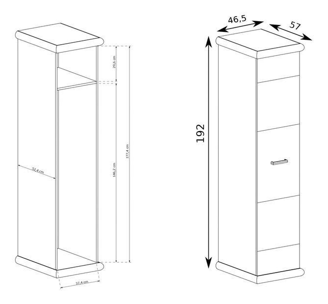 Šatníková skriňa Kenny 02 (craft biely + craft zlatý)