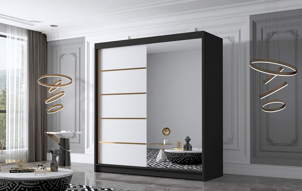 Ruhásszekrény Ballina (fekete + fehér)