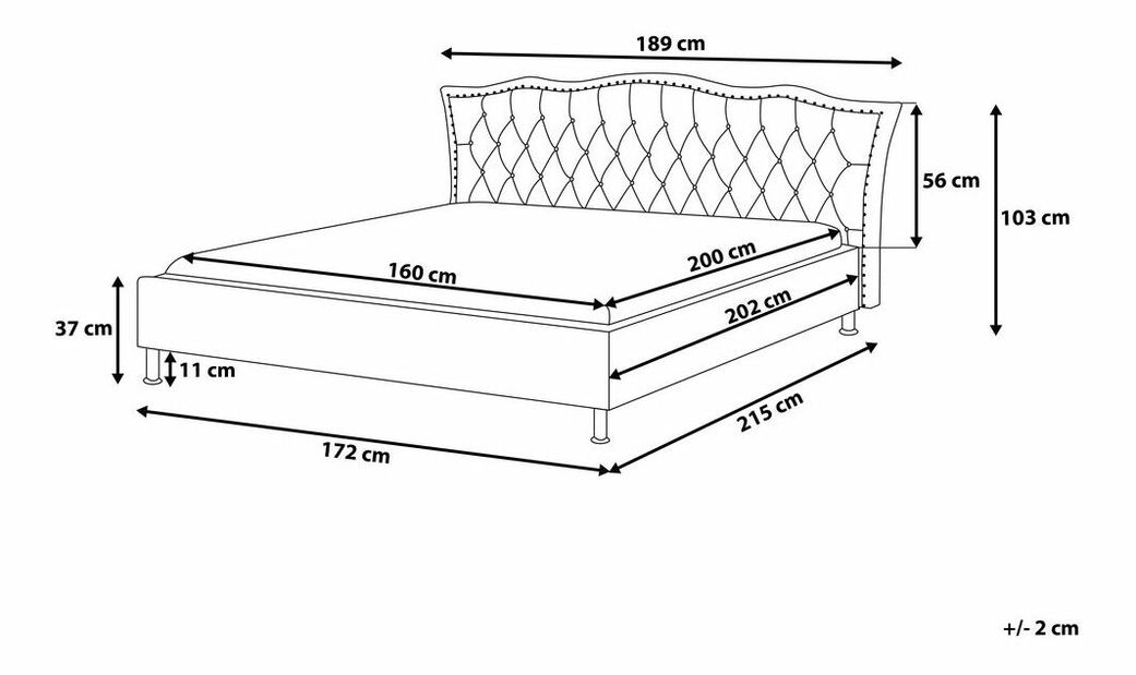 Pat matrimonial 160 cm MATH (cu somieră) (negru)