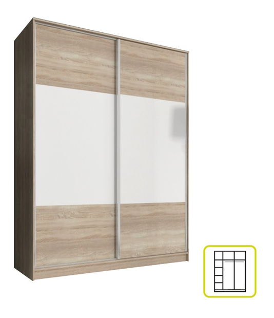 Šatníková skriňa Ava 160 cm (dub sonoma + biela)