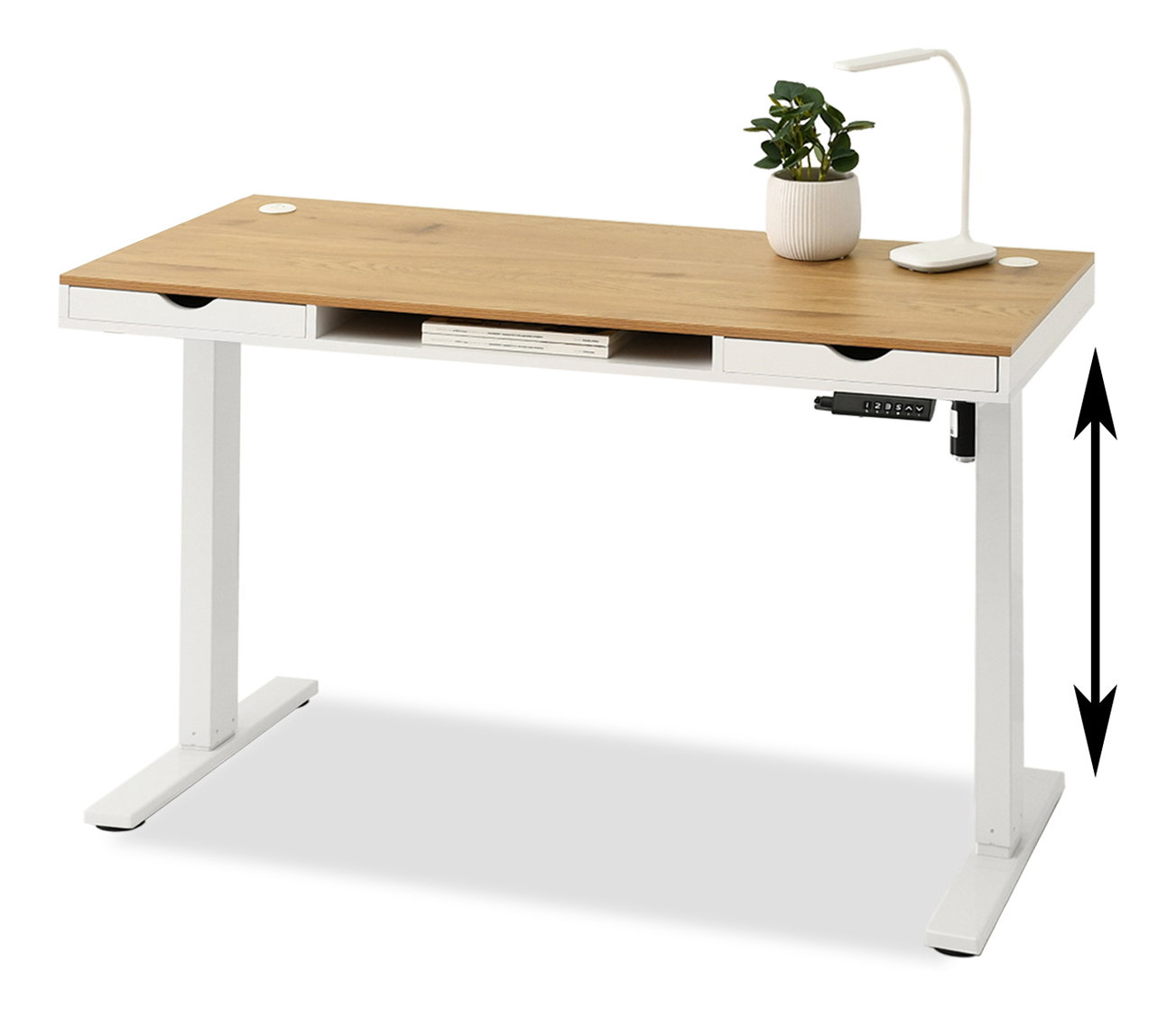 PC asztal Osto 140 (fehér tölgy + fekete)