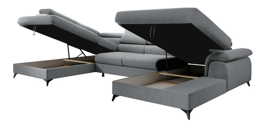 U alakú sarokkanapé Coly (szürke) (tárolóhellyel) (B)