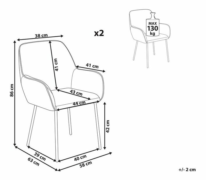Set 2 ks jedálenských stoličiek Anika (zelená)