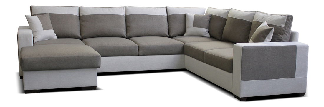 Rohová sedačka U Mega L+2F+A+2 (hnedá + béžová) (L)