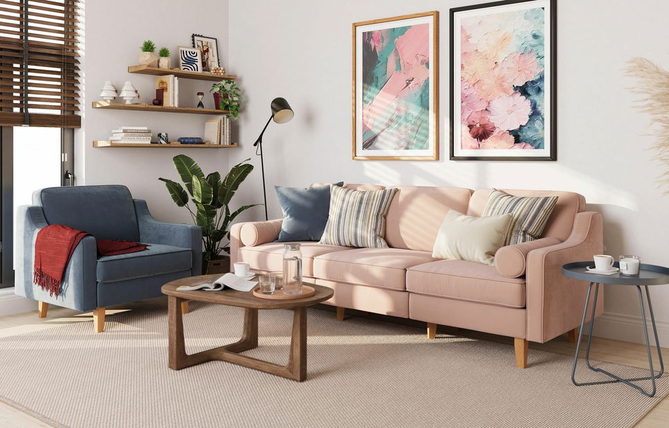 Pohovka trojsedačka Robia E (lososová + orech)