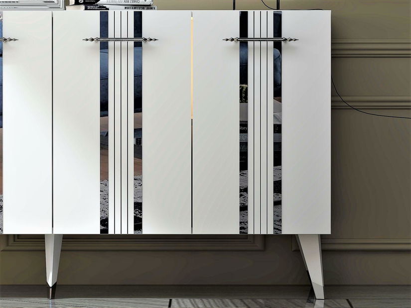 Szekrény Pebine 1 (fehér + ezüst) 