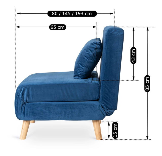 Fotoliu extensibil Motecacleta 1 (albastru marin) 