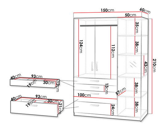 Ormar za garderobu Toros 15 (bijela)