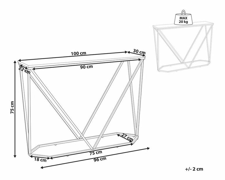Konzolový stolík Hazie (biela + čierna)