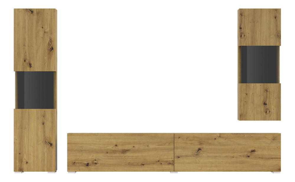 Mobilier living Avernic Typ 10 (negru + stejar artisan)