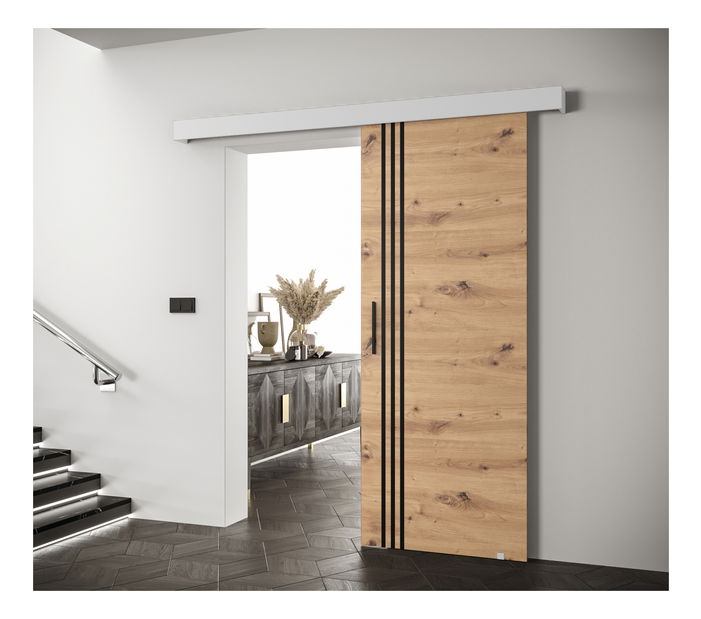 Tolóajtó 90 cm Sharlene VI (artisan tölgy + matt fehér + fekete)