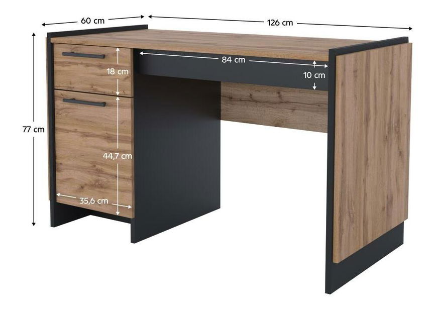 PC asztal Adivinaba (wotan tölgy + fekete)