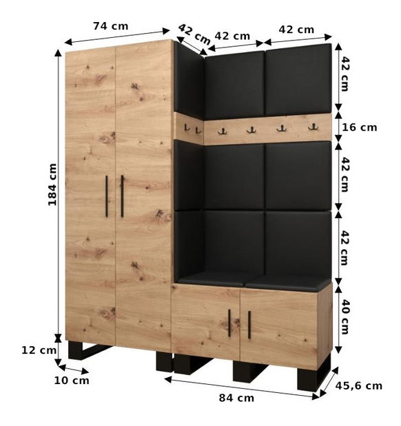 Set mobilier pentru hol Amanda 2 (Stejar artisan + Albastru)