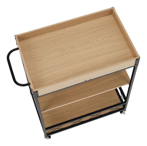 Servírovací vozík Vivian (čierna + dub svetlý)