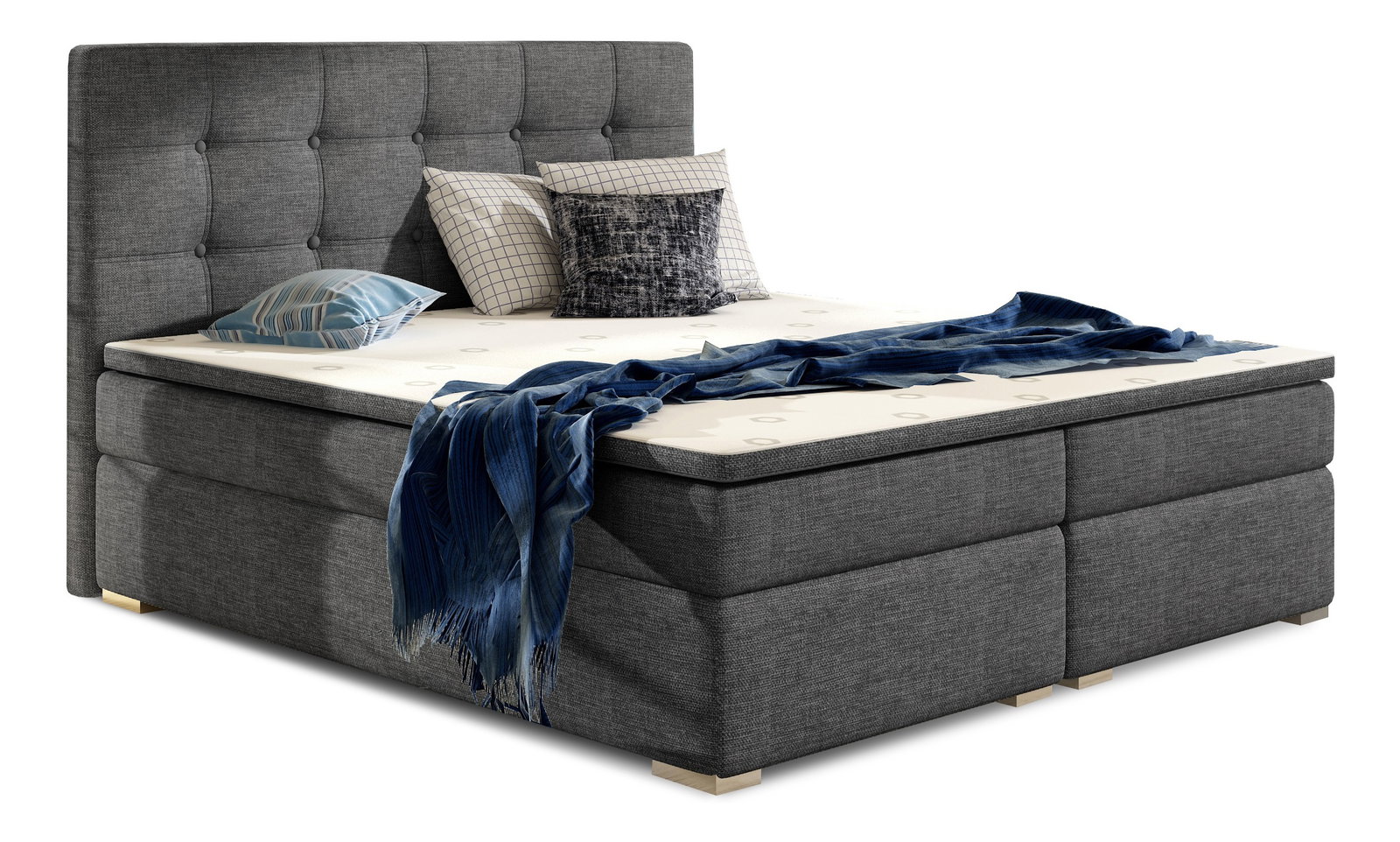 Pat matrimonial Boxspring 180 cm Irma 01 (gri închis)