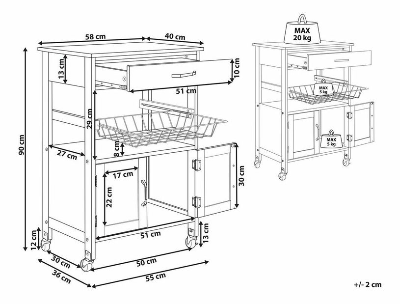 Servírovací stolík Lugza (čierna)