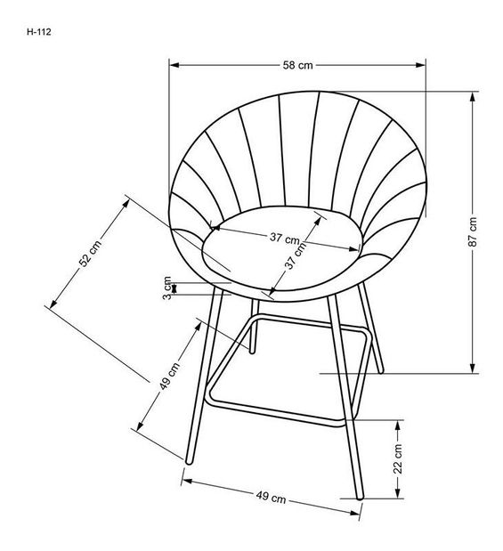 Scaun tip bar Harriet (Gri + Auriu)