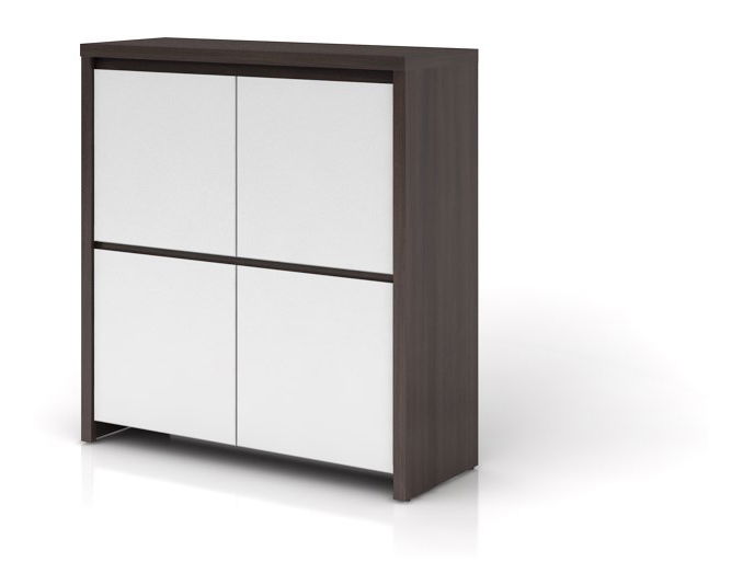 Skrinka BRW Kaspian KOM4D (wenge + lesk biely)