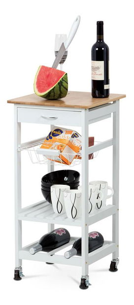 Servírovací stolík Dulcemente 2 (bambus + biela matná)