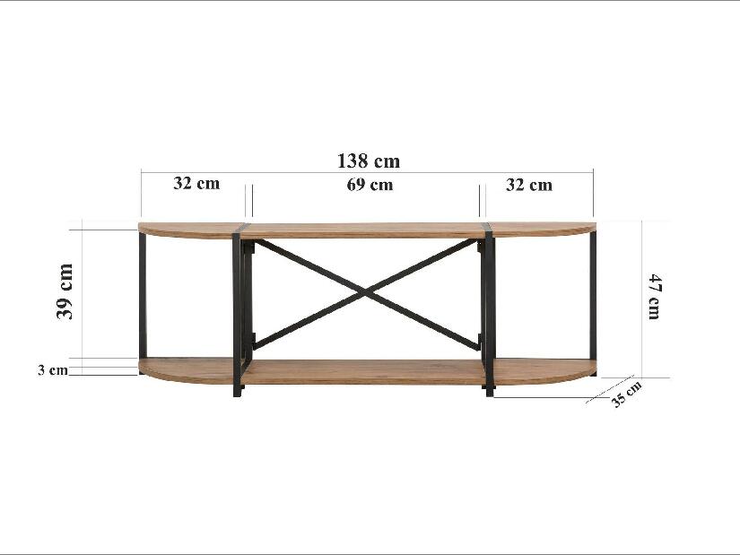 TV stolić Puvube 2 (atlantski bor + crna) 