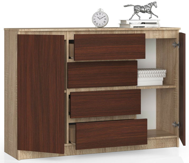 Comodă Keanu IV (Stejar sonoma + wenge)