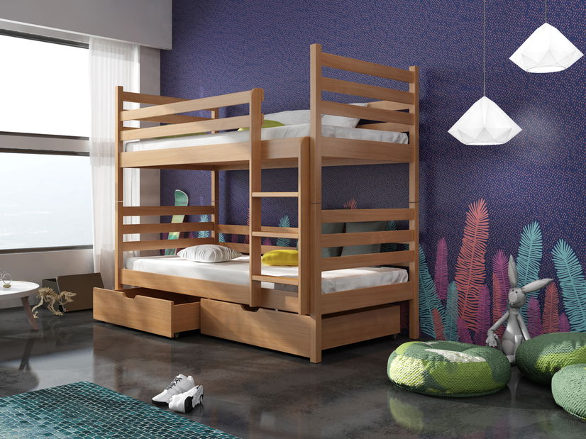 Detská posteľ 90 x 190 cm Nubia (s roštom a úl. priestorom) (buk)