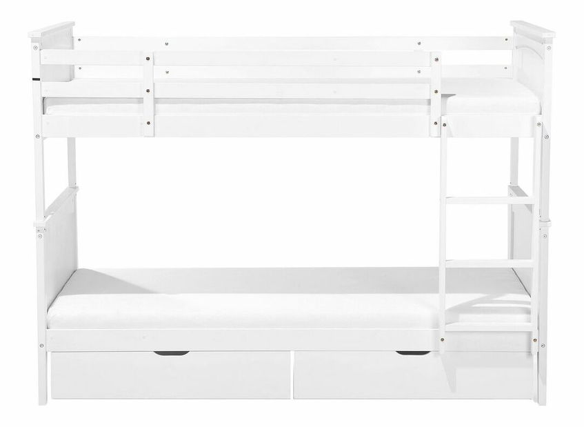 Poschodová posteľ 90 cm RADIN (biela) (s roštom a úl. priestorom)