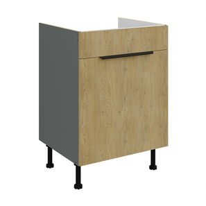 Dulap inferior de bucătărie pod drez Carminia 60 ZL 1S BB PREMIUM BOX (stejar cremona + antracit)