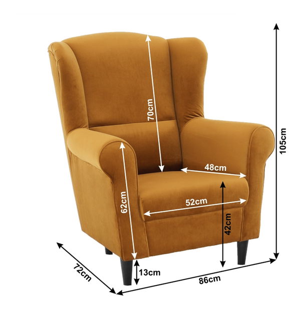 Kreslo ušiak Charlie (horčicová)