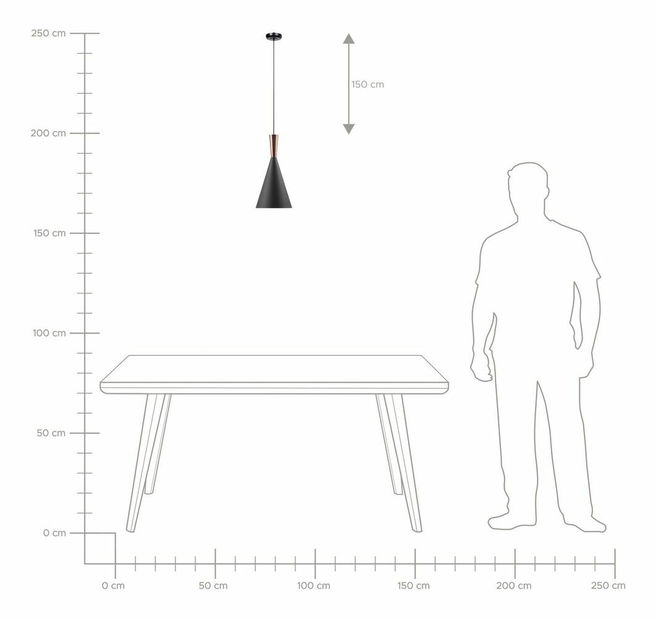 Függő lámpa Tagum (fekete és réz)