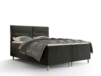 Manželská posteľ  Boxspring 160 cm Saruta (tmavosivá) (s matracom a úložným priestorom)