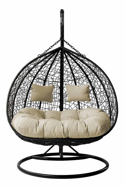 Závesné kreslo Loma (čierna + krémová) 