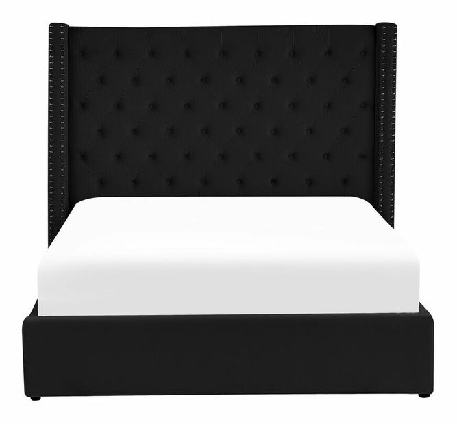 Pat matrimonial 160 cm Lubbka (Negru) (cu somieră) (cu sp. depozitare)