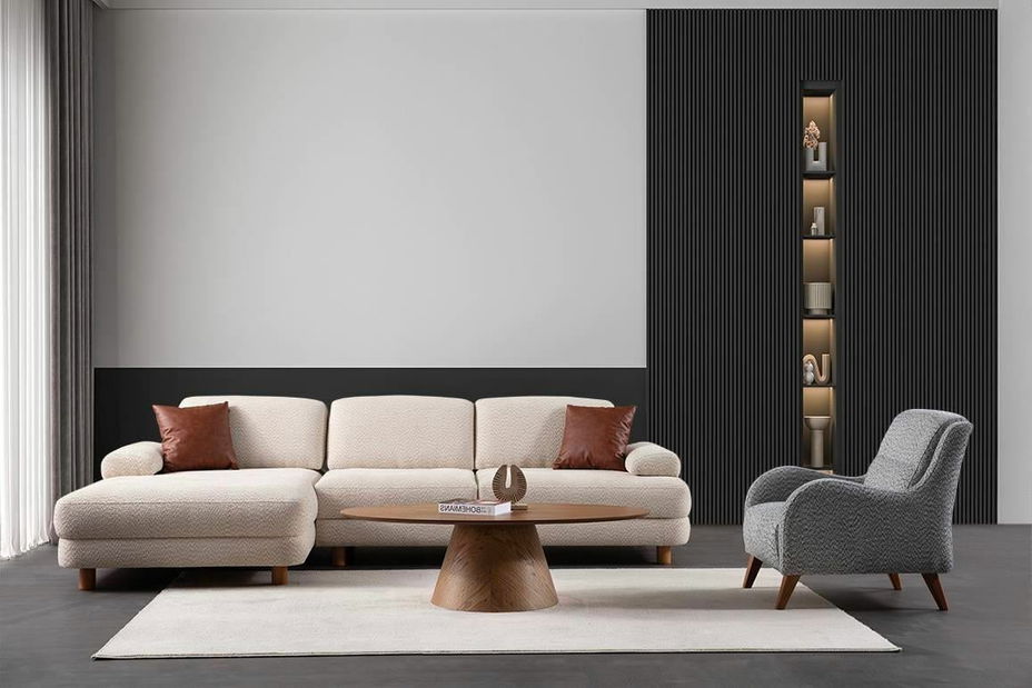 Rohová sedačka Nicel (krémová) (L)