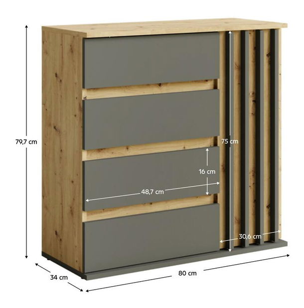 Komód Derros 1 (grafit + artisan tölgy)