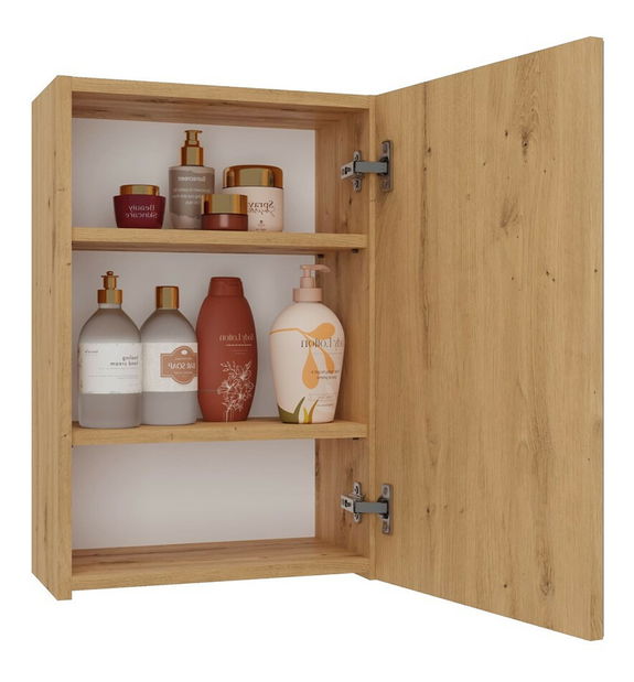 Dulap de baie suspendat Perdieron 3 (stejar artisan) (cu oglindă)