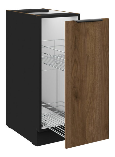 Dulap inferior bucătărie cu coș extensibil Monzesa 30 D CARGO BB (nuc okapi + negru) 