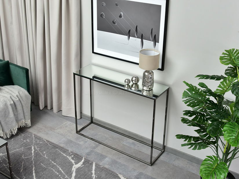 Măsuță consolă Bella Kons (crom + negru)