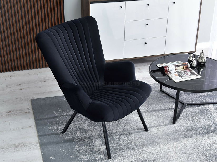 Dizajnerska fotelja Lanzaris (crna + zlatna)