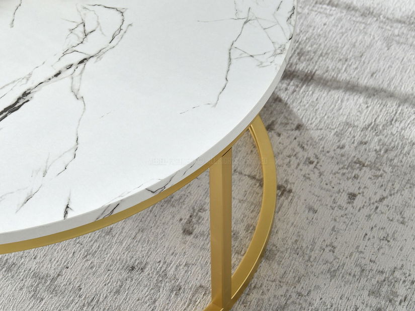 Măsuță de cafea Kolja Stolik Xl (alb + auriu)