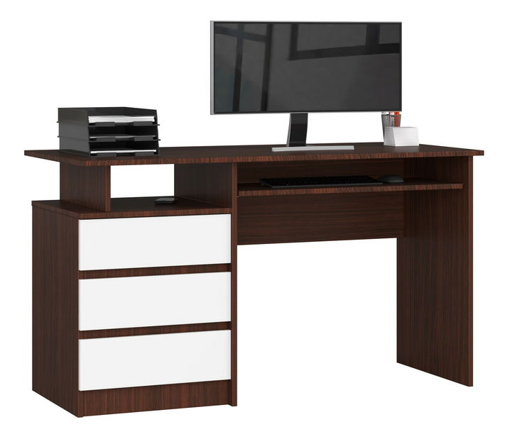 Masă PC Bronte (wenge + Alb)