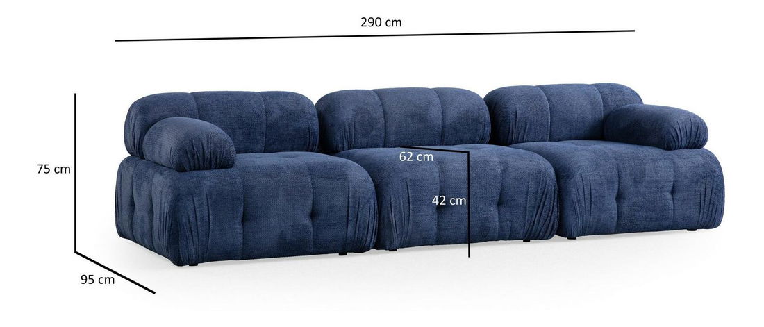 Kutna garnitura Pettit 3 (tamnoplava)