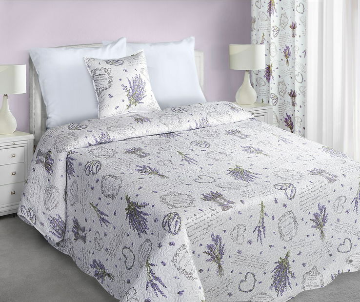 Prehoz na posteľ 240x220 cm Sendi (biela + fialová)