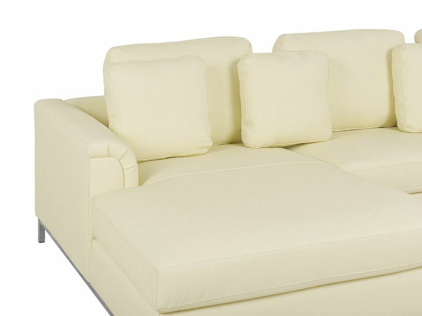 Bőr sarokkanapé Oulu (bézs) (B)