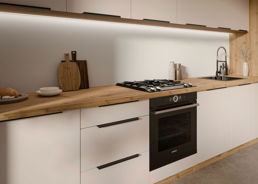 Dulap inferior de bucătărie sub chiuvetă Sayla 80 ZL 1S BB (cashmir + Stejar artisan)