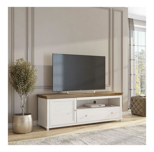 Masă TV Elvina Typ 40 (alb + arin + stejar lefkas)