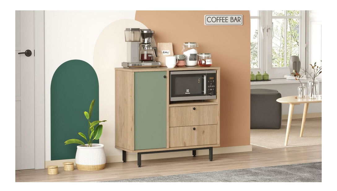 Komoda Rebutia 1 (hrast + zelena)