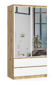 Szekrény Submarino (artisan tölgy + fehér) (tükörrel)