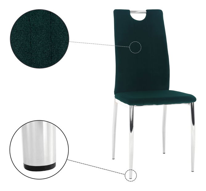 Scaun de sufragerie Don Juan NEW (smaragd + Crom)