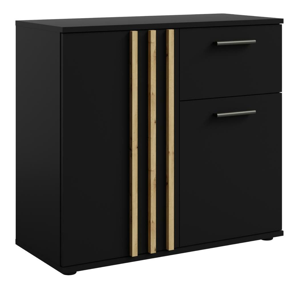 Komoda Tullin 4 (čierna + dub artisan)